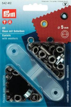 Prym Ösen und Scheiben Ø 5 mm Alteisenfarbig 542412